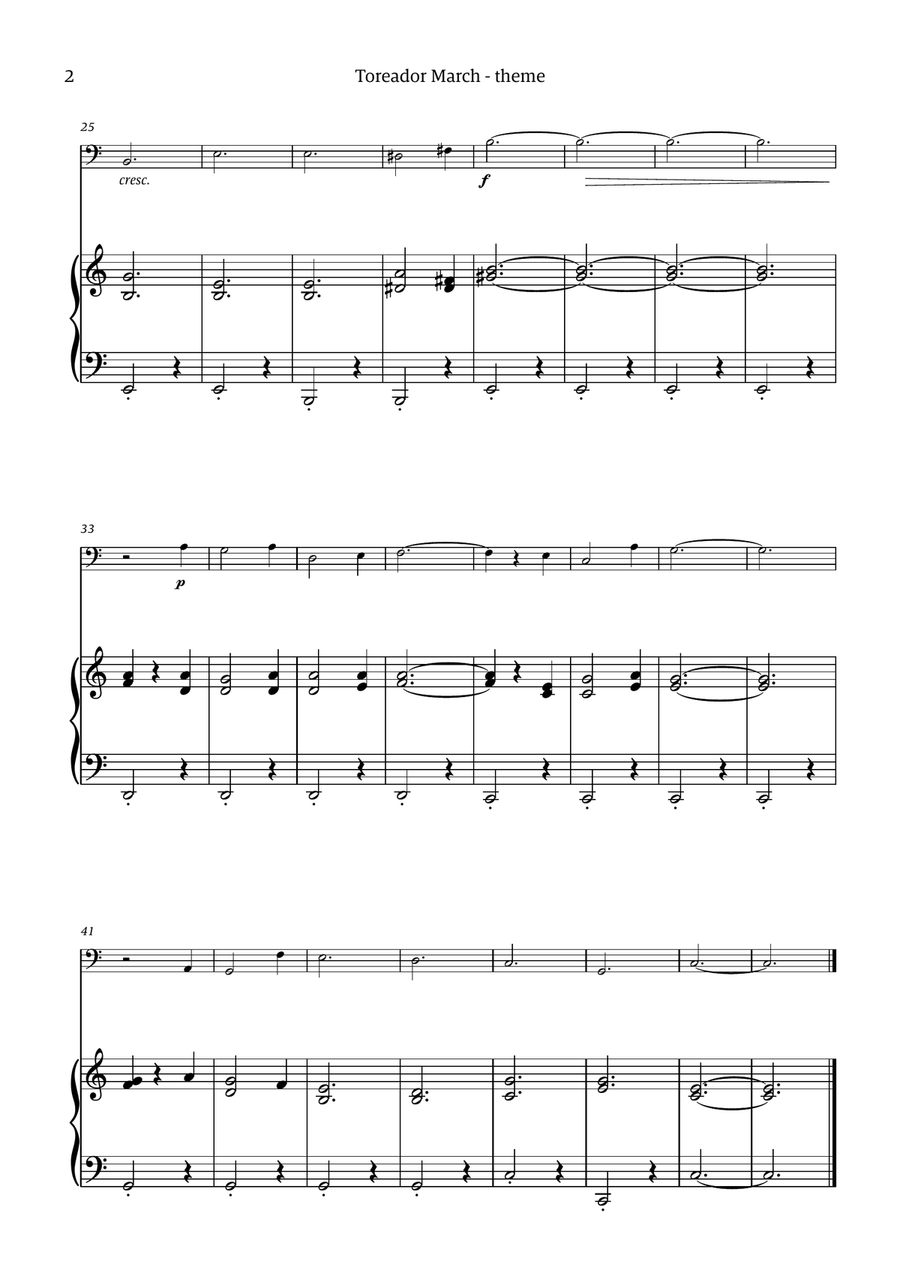 Toreador March (from the opera Carmen) - easy version Chamber Music scores gallery preview page 2