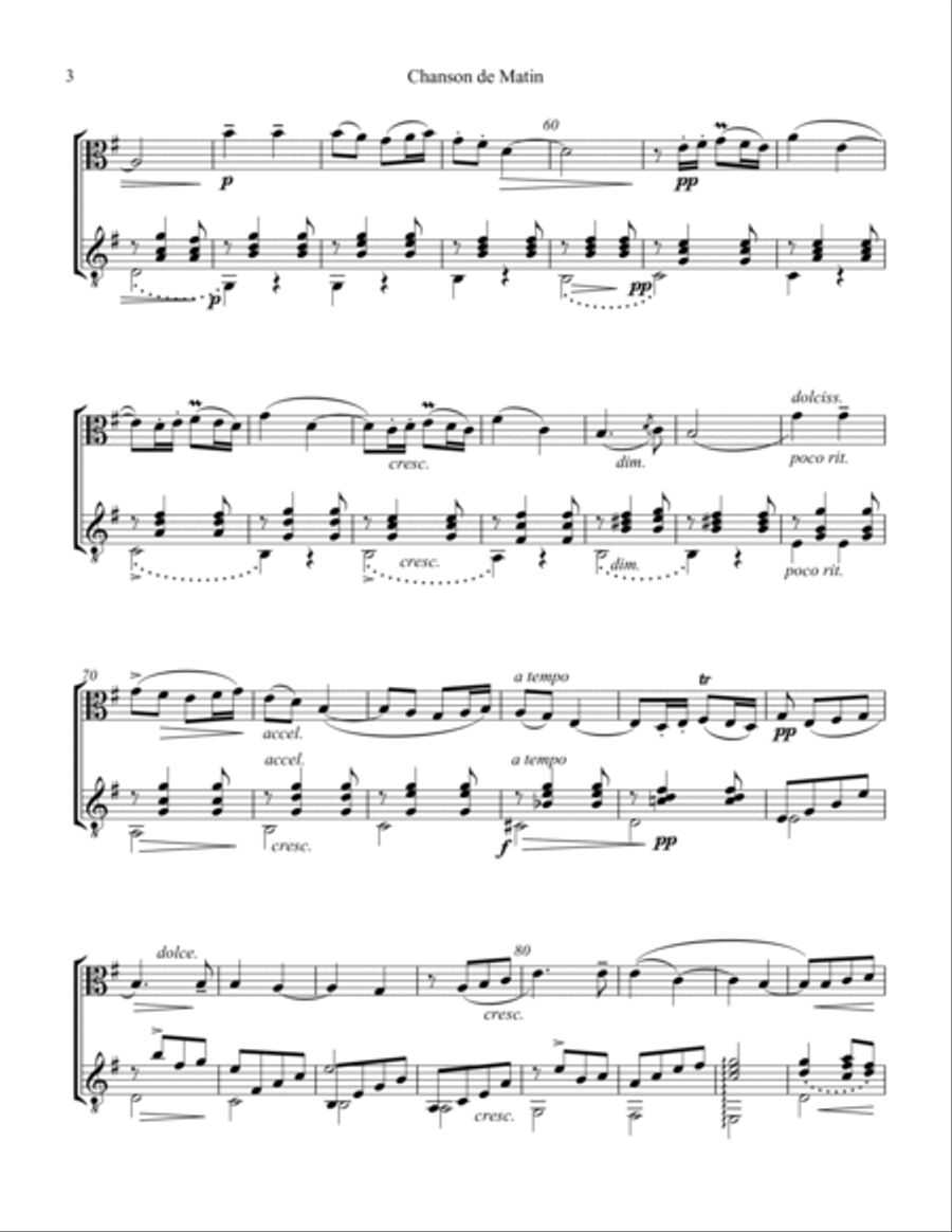 Chanson de Matin Op. 15 for viola and guitar String Duet scores gallery preview page 4