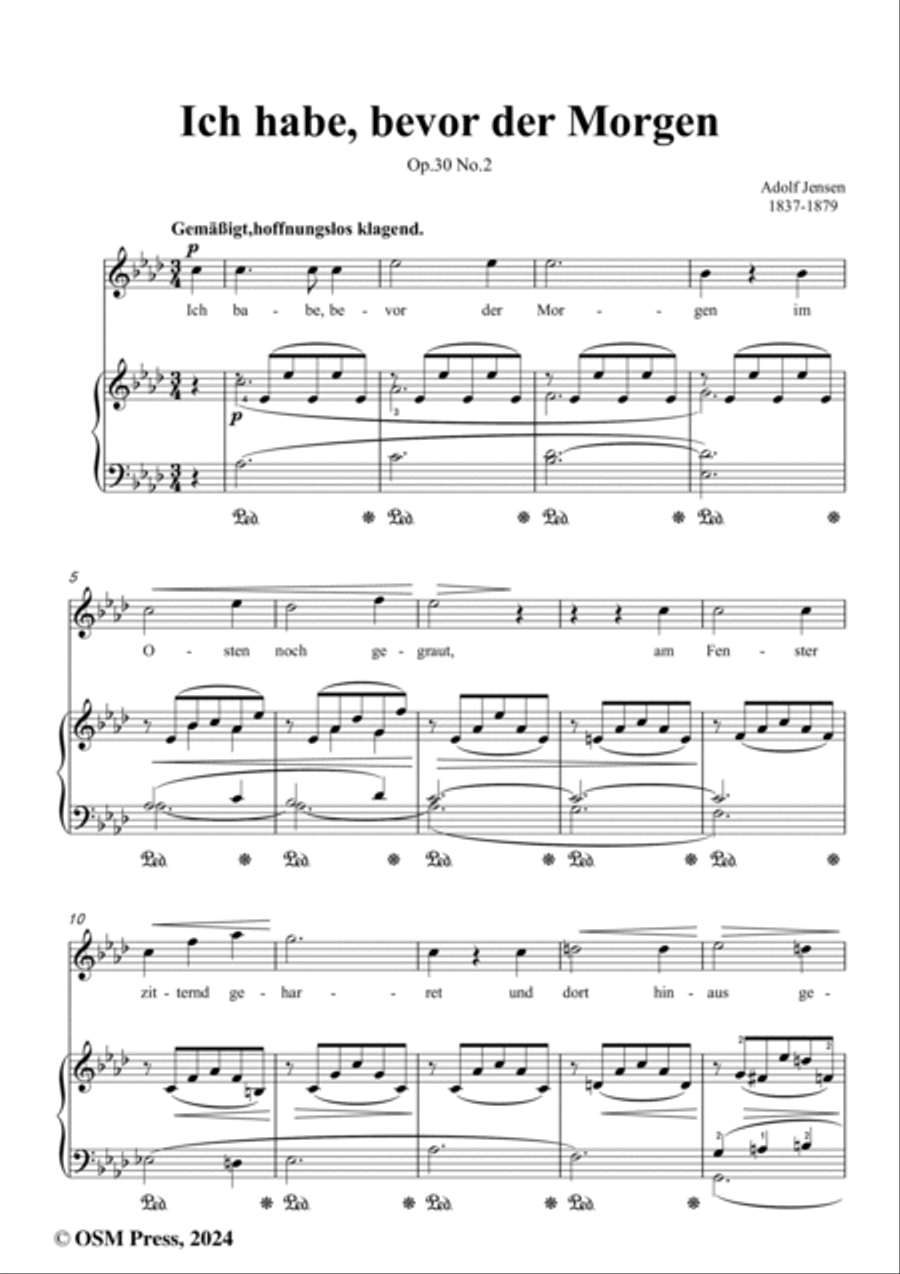 A. Jensen-Ich habe,bevor der Morgen,Op.30 No.2,in A flat Major Voice scores gallery preview page 2