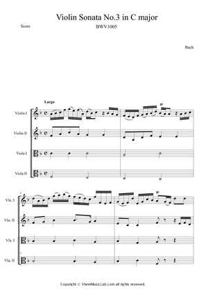 Book cover for Violin Sonata No. 3 in C Major, BWV 1005 3. Largo