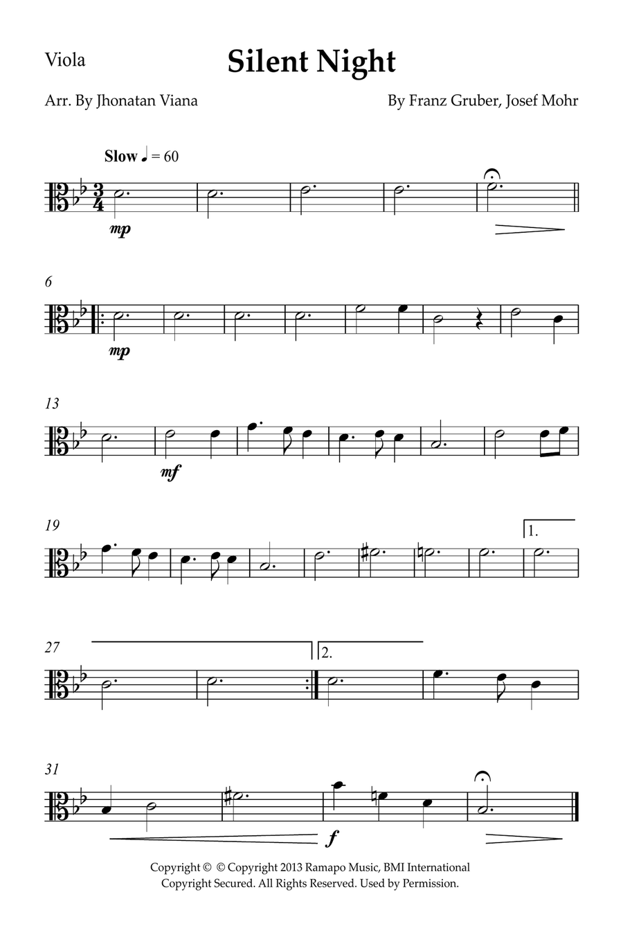 Silent Night String Quintet scores gallery preview page 6