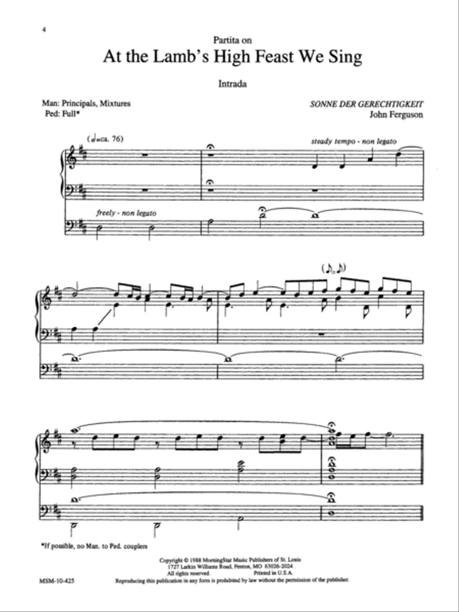 At the Lamb's High Feast We Sing Organ scores gallery preview page 1
