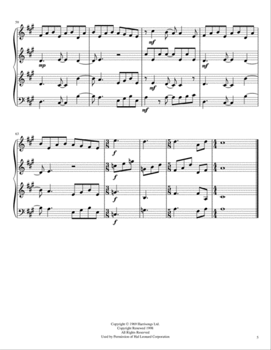 Here Comes The Sun String Quartet scores gallery preview page 6