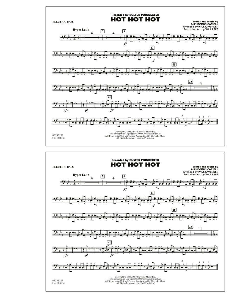 Hot Hot Hot - Electric Bass Marching Band scores gallery preview page 1