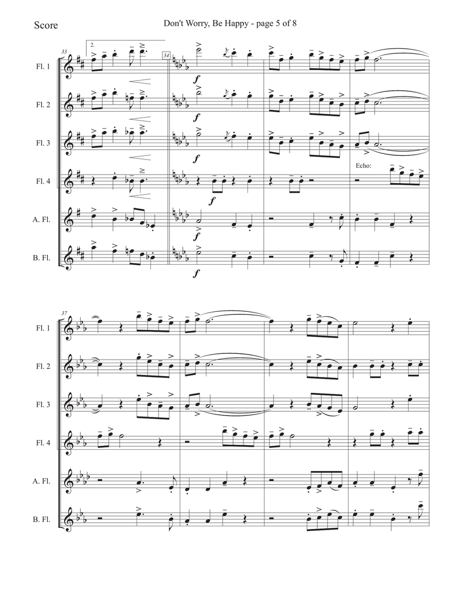 Don't Worry, Be Happy Woodwind Quintet scores gallery preview page 5