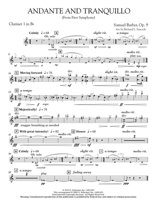 Andante and Tranquillo (from First Symphony) - Bb Clarinet 1