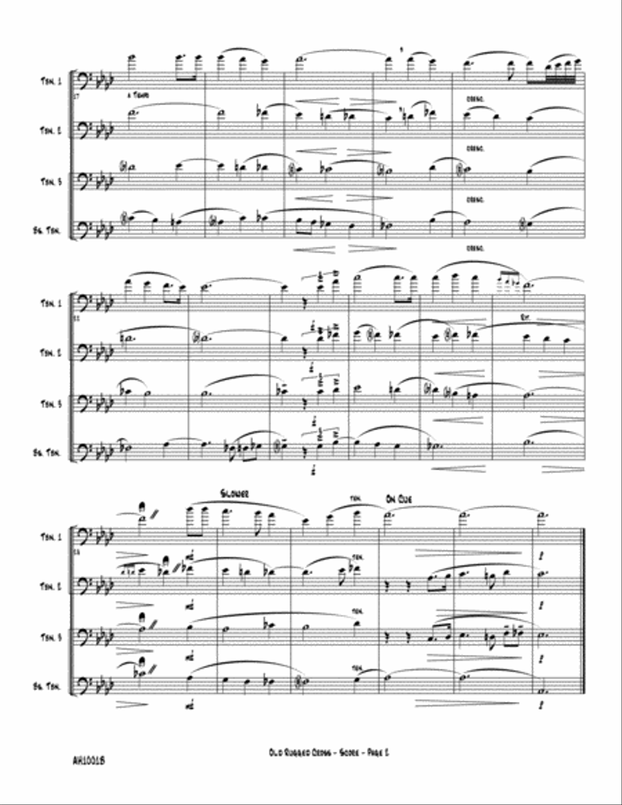 Old Rugged Cross - for Trombone Quartet with Jazz-inspired Harmony Brass Quartet scores gallery preview page 4