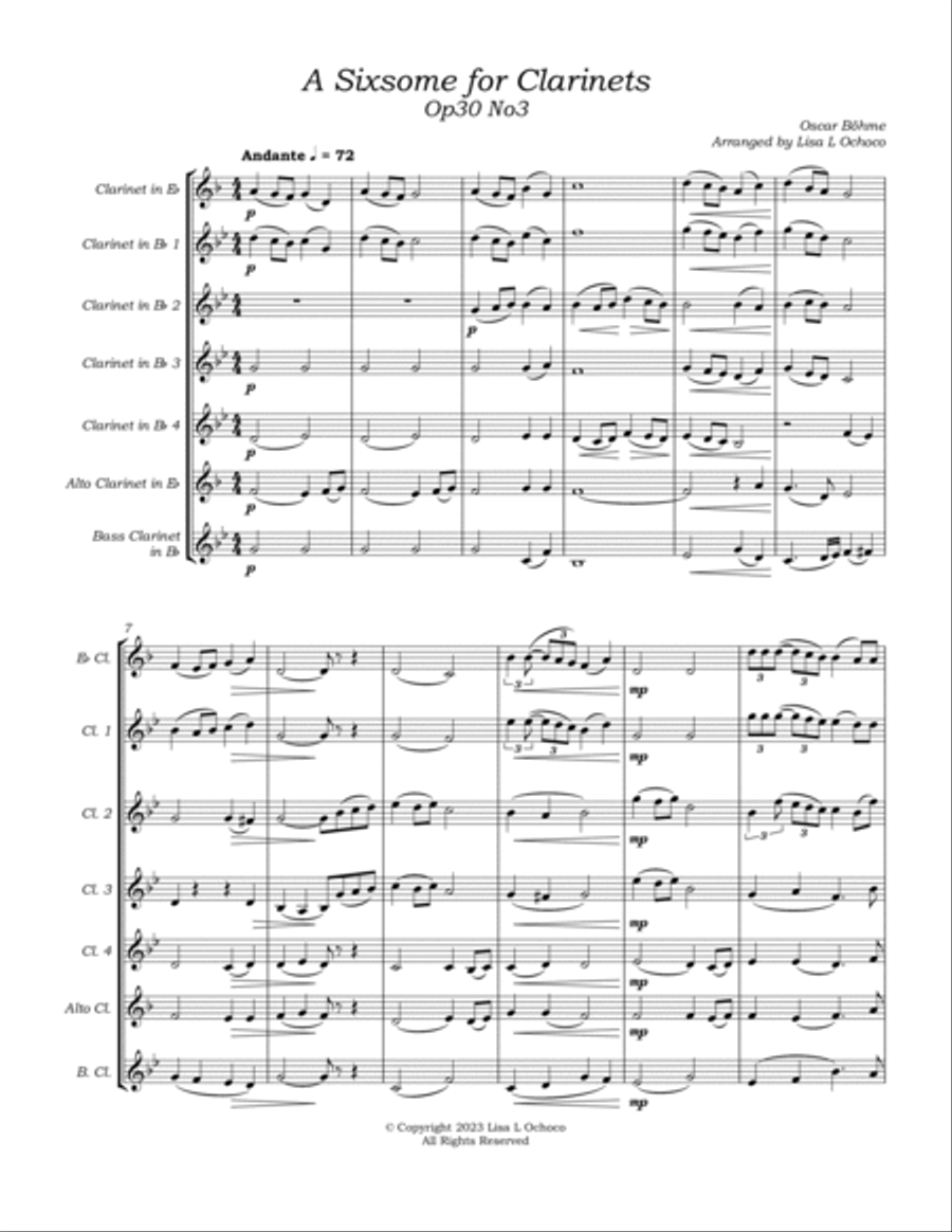 A Sixsome for Clarinets Op30 No3 for Clarinet Choir Clarinet Choir scores gallery preview page 5