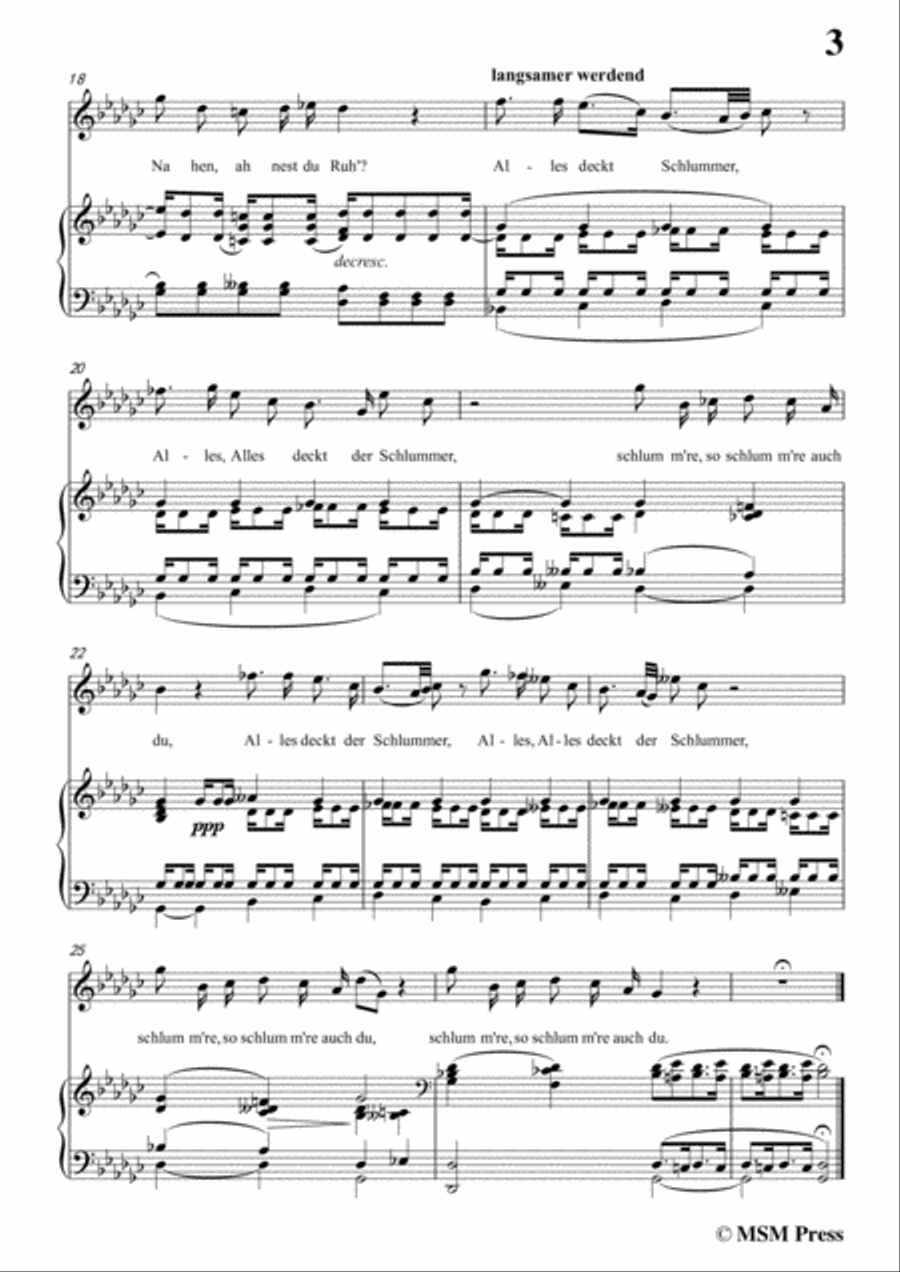 Schubert-Bertha's Lied in der Nacht(Bertha's Night Song),D.653,in G flat Major,for Voice&Piano Voice scores gallery preview page 5