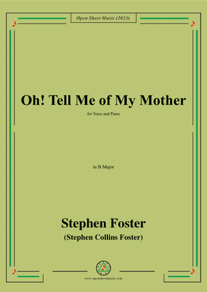 Book cover for S. Foster-Oh!Tell Me of My Mother,in B Major