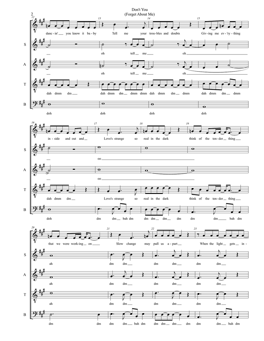 Don't You (forget About Me) 4-Part scores gallery preview page 2