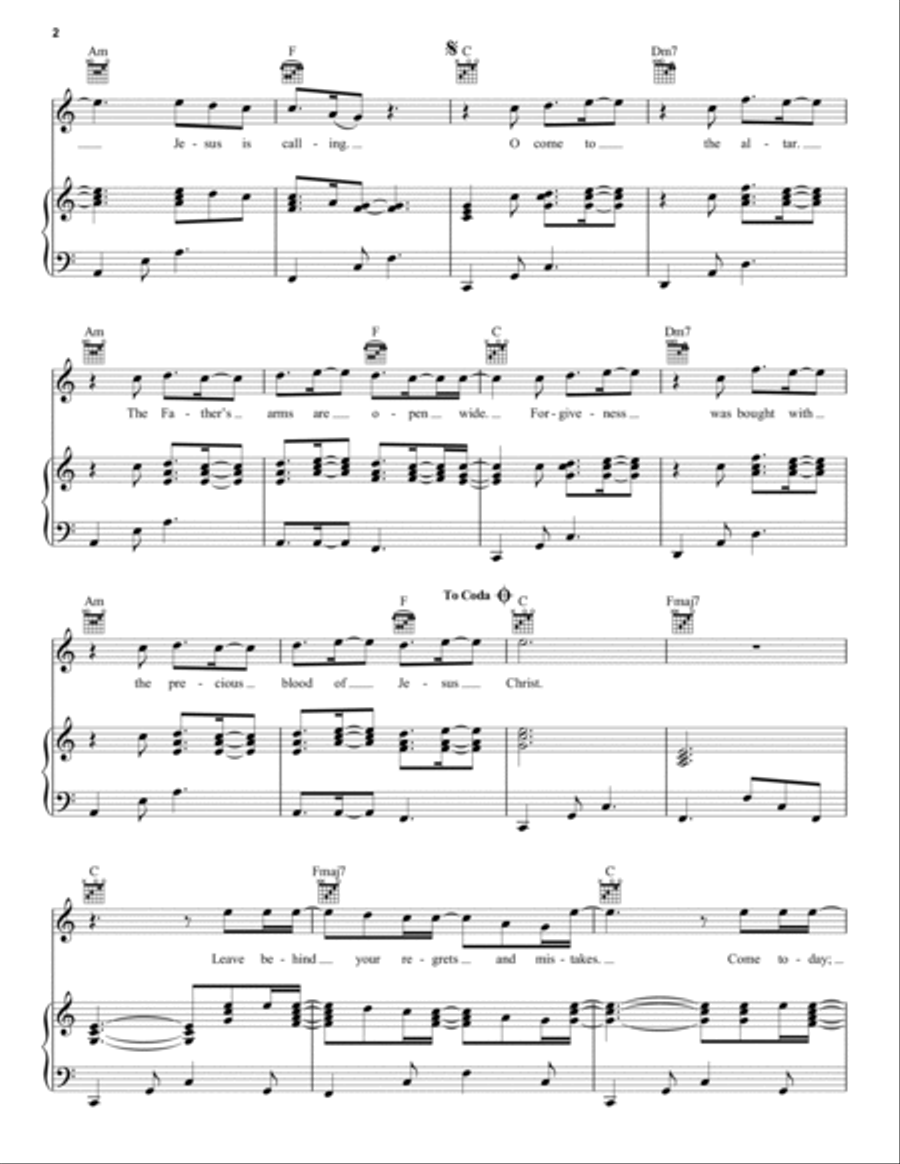 O Come To The Altar Piano, Vocal, Guitar scores gallery preview page 2