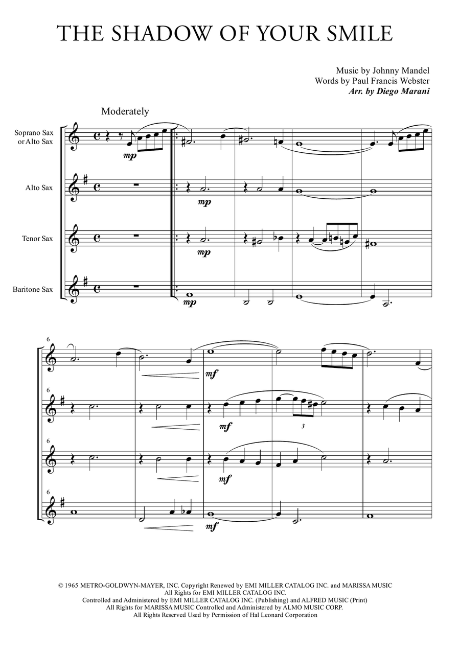 The Shadow Of Your Smile Woodwind Quartet scores gallery preview page 3