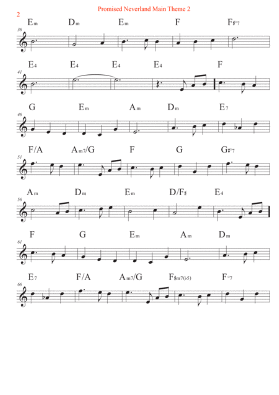 Promised Neverland Main Theme 2 Electric Guitar scores gallery preview page 2