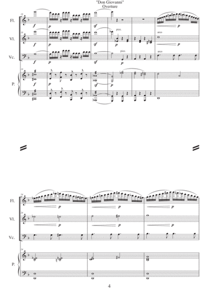 Don Giovanni - Overture - arr. for flute, violin, cello and piano - Score