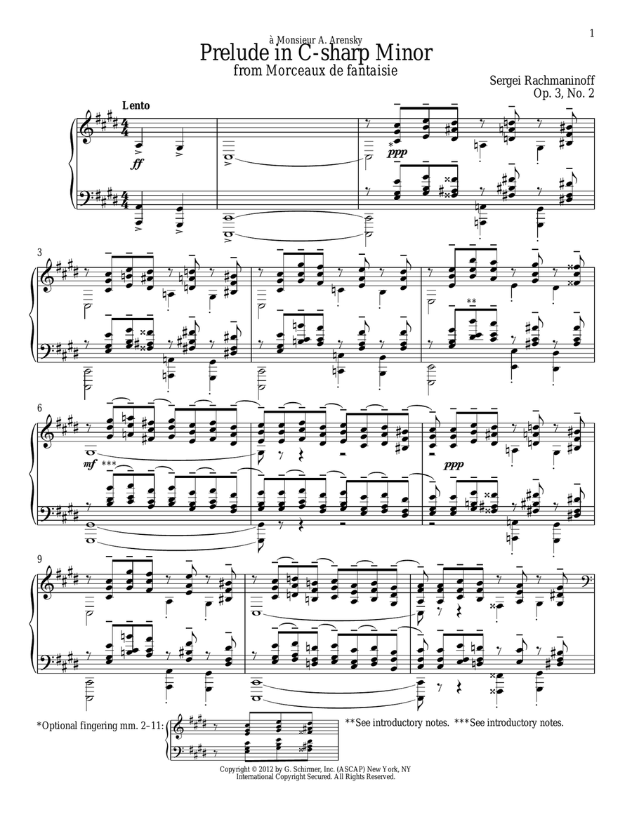 Prelude In C-Sharp Minor, Op. 3, No. 2 Piano Solo scores gallery preview page 1
