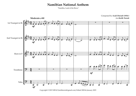 Namibian National Anthem for Brass Quintet image number null