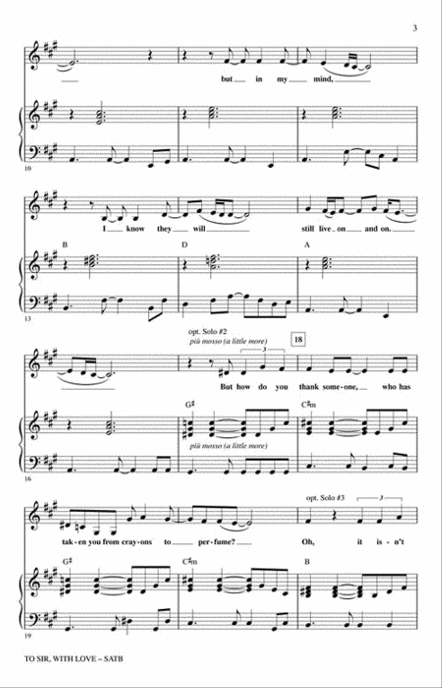 To Sir, with Love 4-Part scores gallery preview page 3