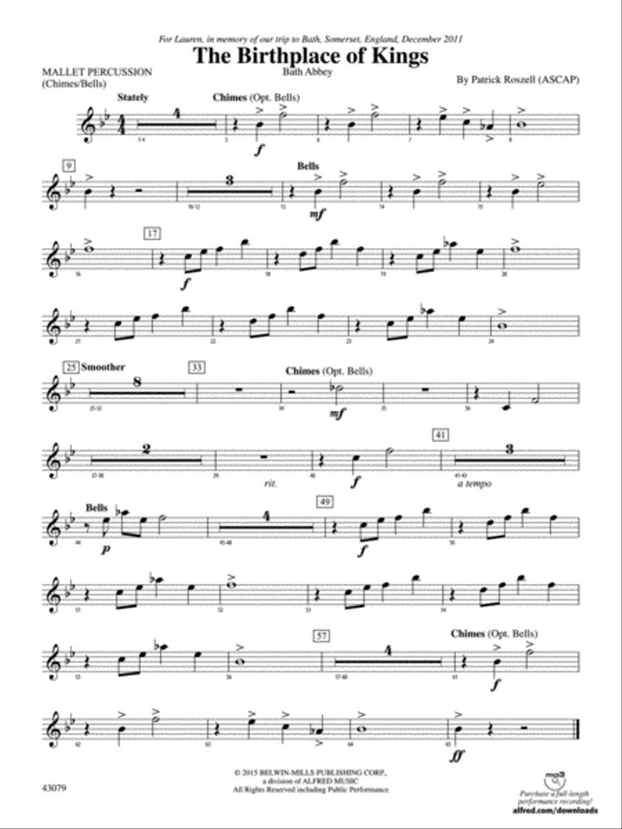 The Birthplace of Kings: Mallets Concert Band scores gallery preview page 1