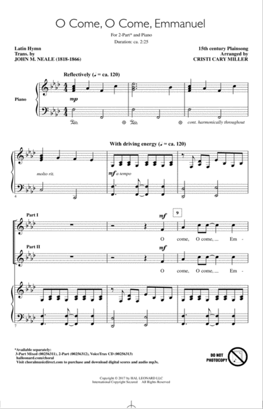 O Come, O Come Emmanuel O Come, O Come Emmanuel 2-Part scores gallery preview page 1