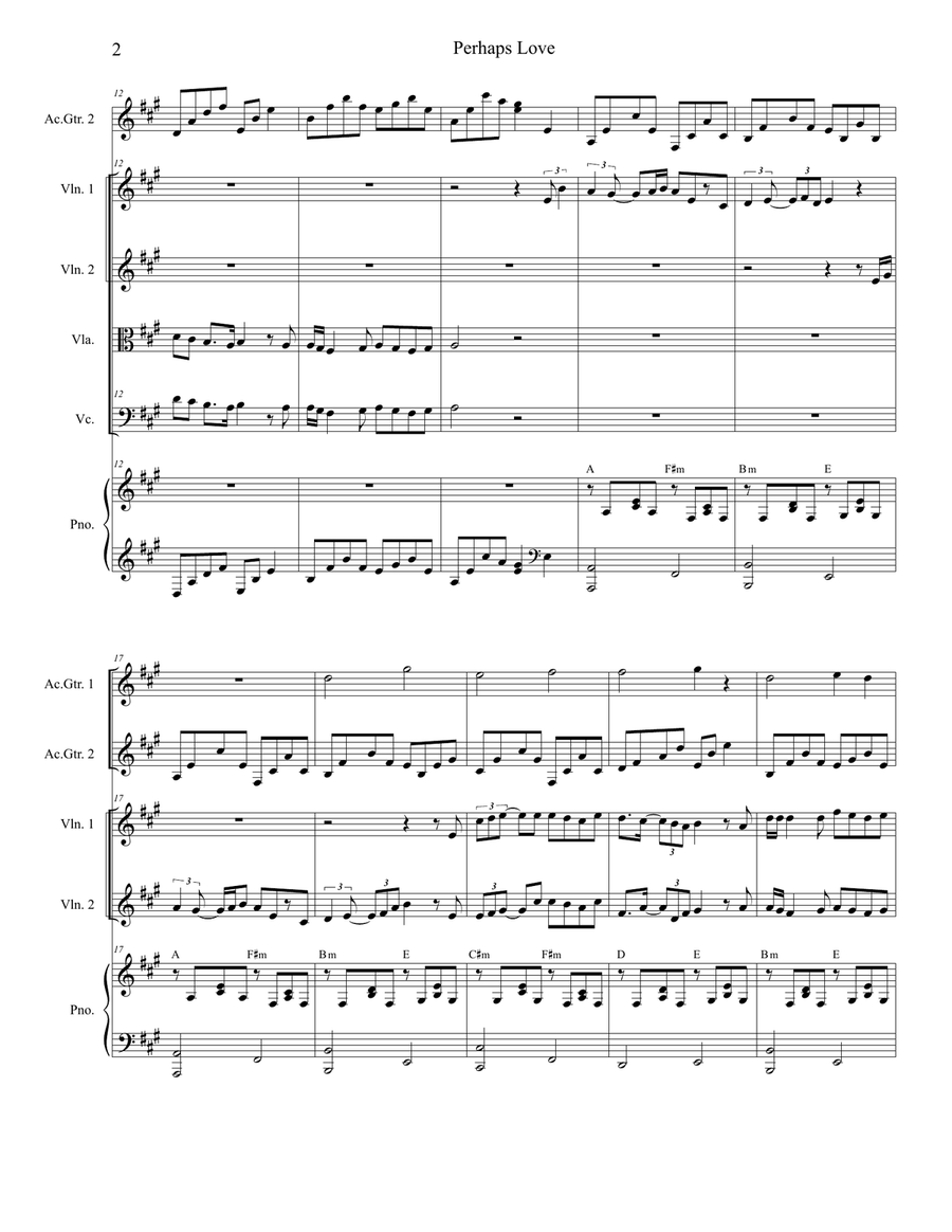 Perhaps Love Perhaps Love String Quartet scores gallery preview page 2