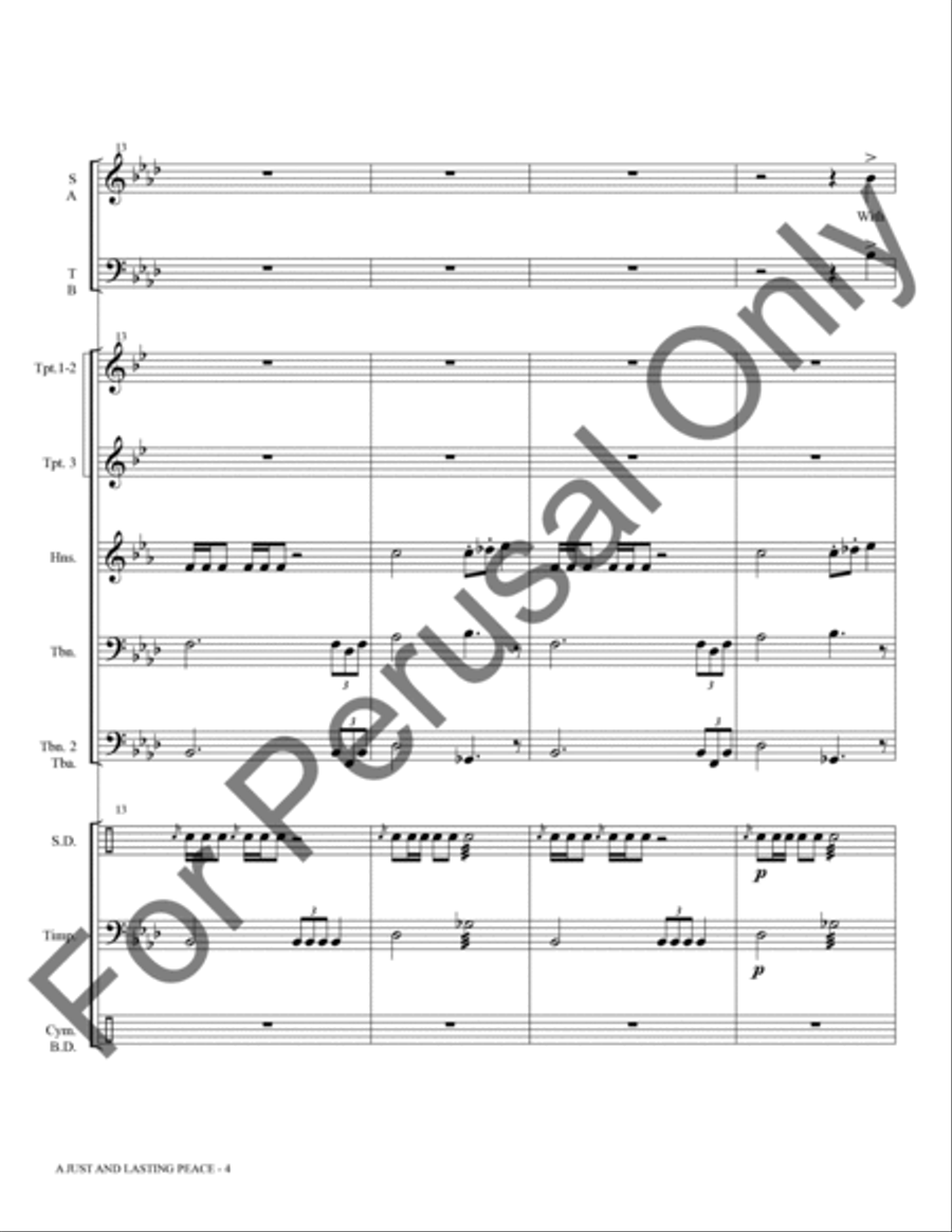 A Just And Lasting Peace (Brass and Percussion Score/Parts) Choir scores gallery preview page 5