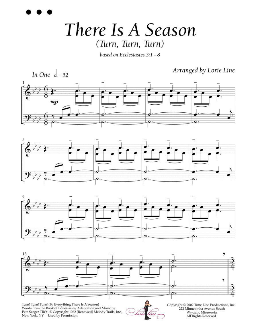 Turn! Turn! Turn! (to Everything There Is A Season) Piano Solo scores gallery preview page 1