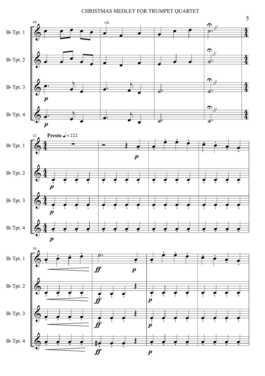 A Christmas medley for Trumpet quartet Brass Quartet scores gallery preview page 6