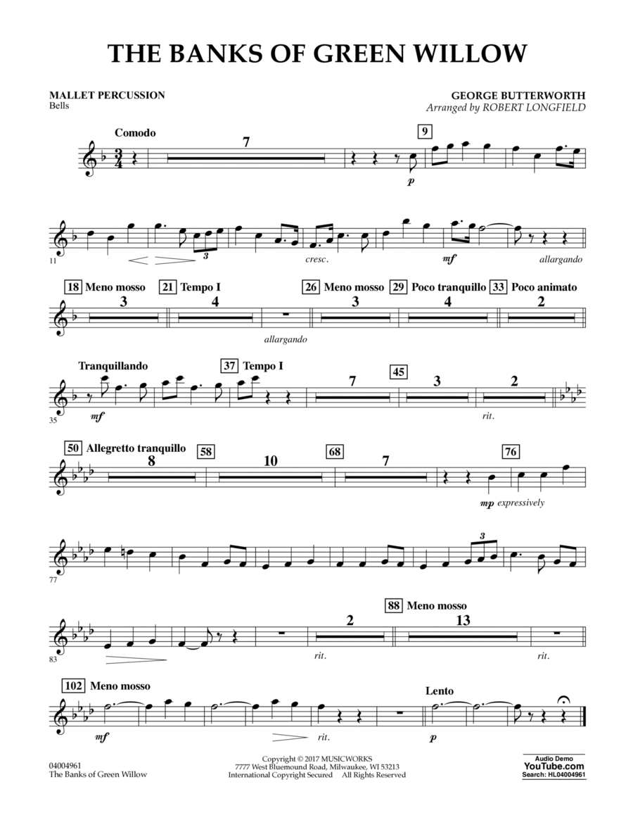 The Banks of Green Willow - Mallet Percussion Percussion scores gallery preview page 1