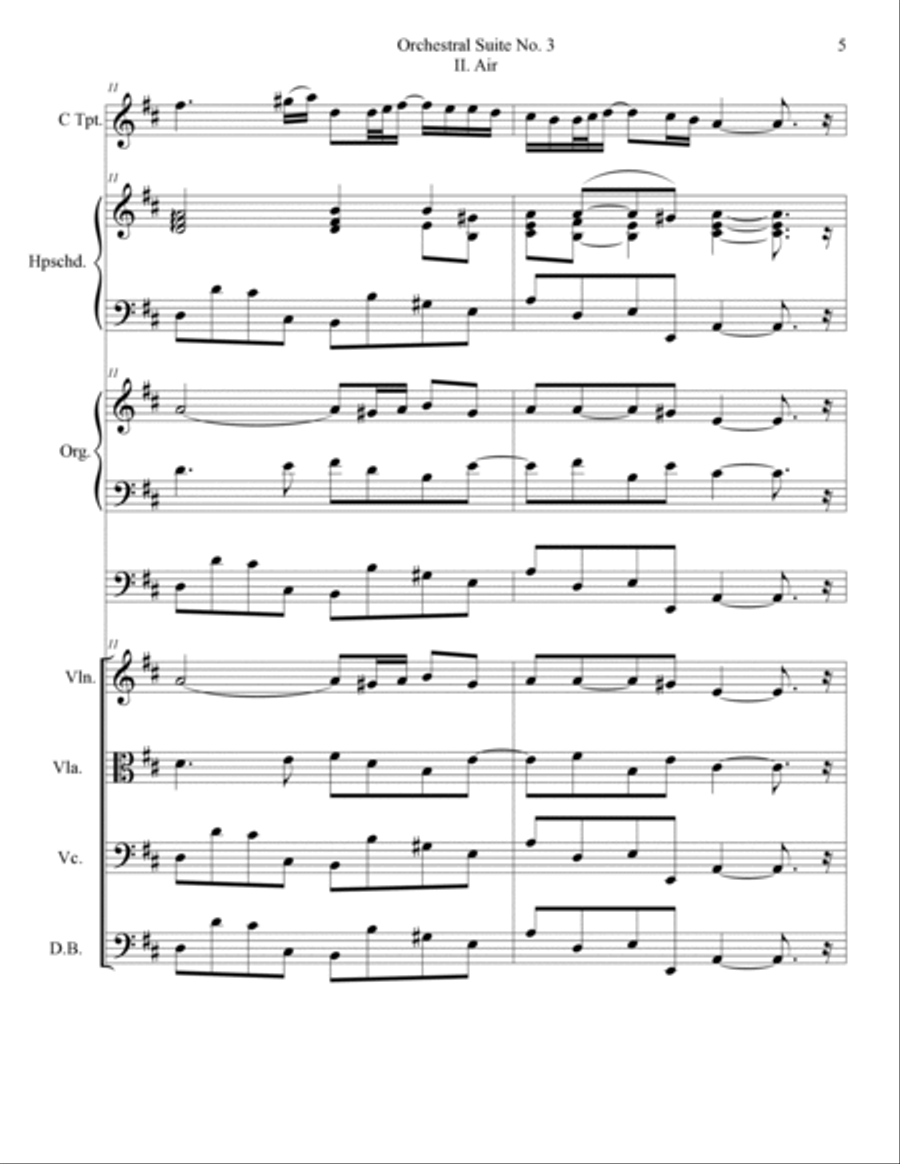 Orchestral Suite No.3 in D Major, BWV 1068: II. Air (“On a G String”) Chamber Music scores gallery preview page 6