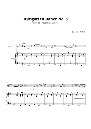 Hungarian Dance No. 5 by Brahms for Piccolo Trumpet in A and Piano