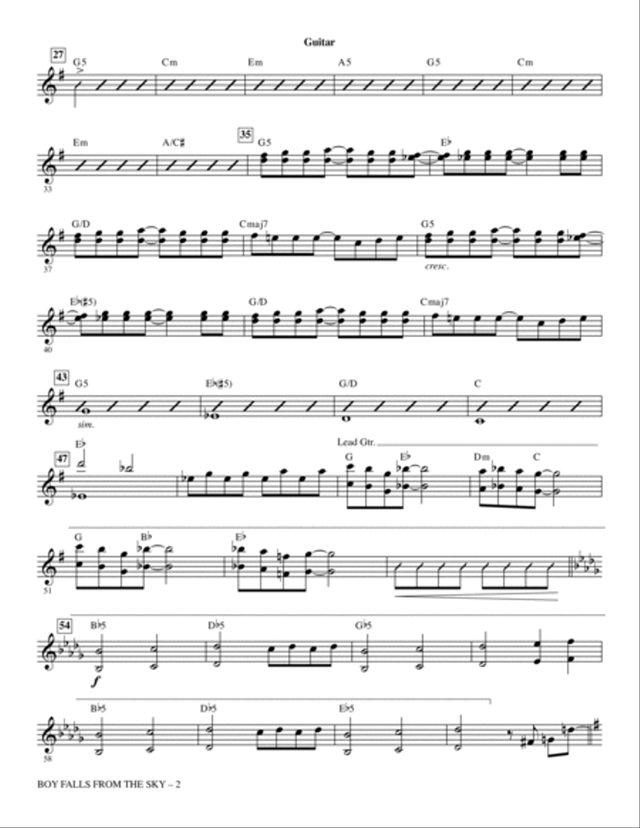 Boy Falls From The Sky (from Spider-Man: Turn Off the Dark) - Guitar Choir scores gallery preview page 2