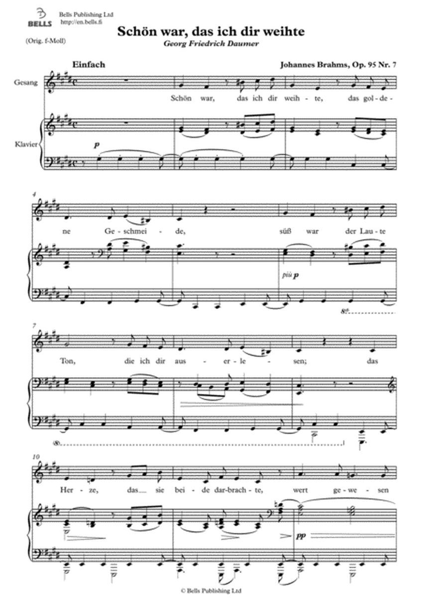 Schon war, das ich dir weihte, Op. 95 No. 7 (C-sharp minor)