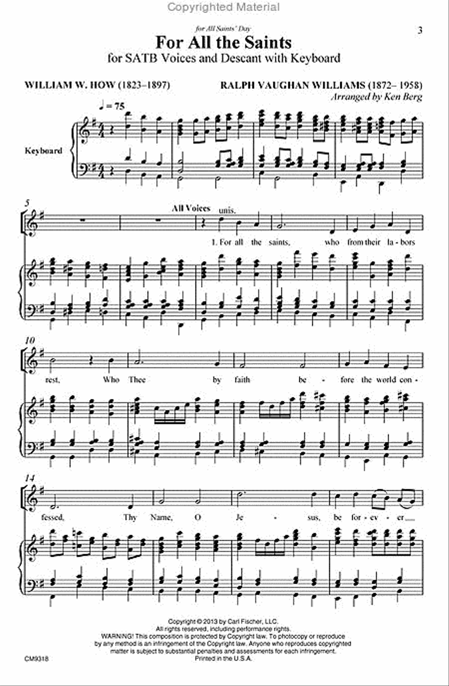 For All the Saints 4-Part scores gallery preview page 2
