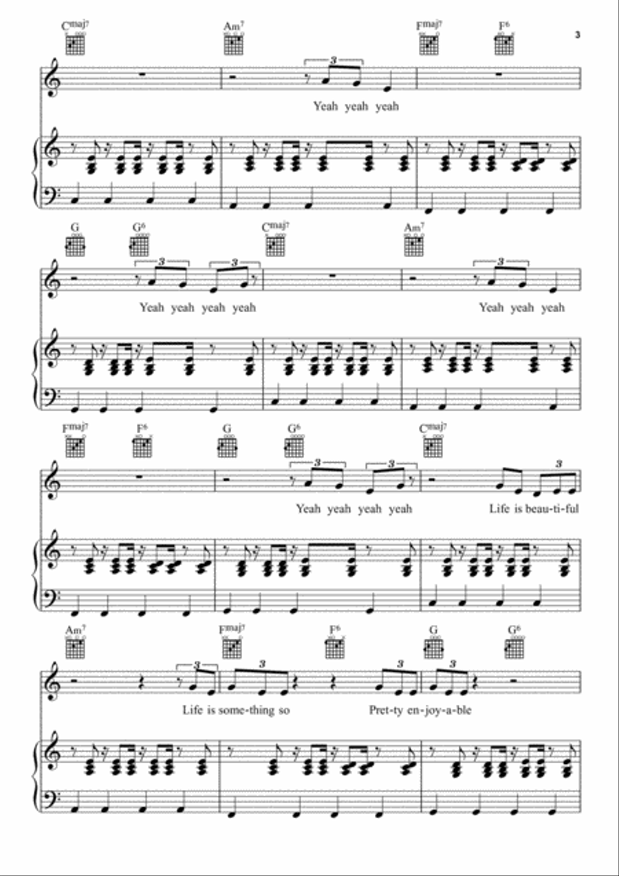 Life Is Beautiful Life Is Beautiful Piano, Vocal, Guitar scores gallery preview page 3