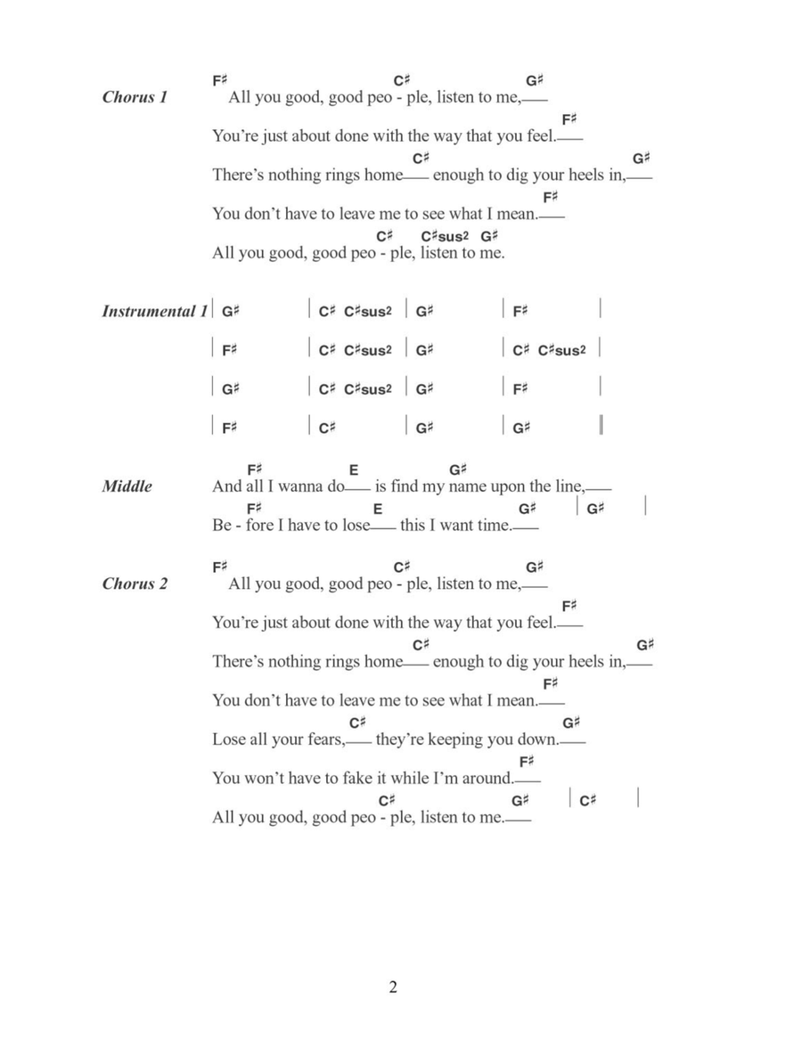 All You Good Good People Acoustic Guitar scores gallery preview page 2