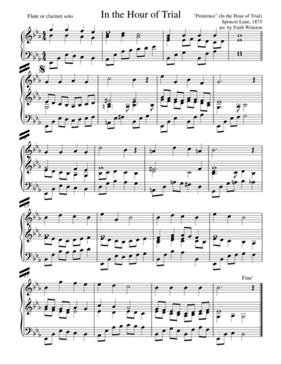 In the Hour of Trial Small Ensemble scores gallery preview page 1
