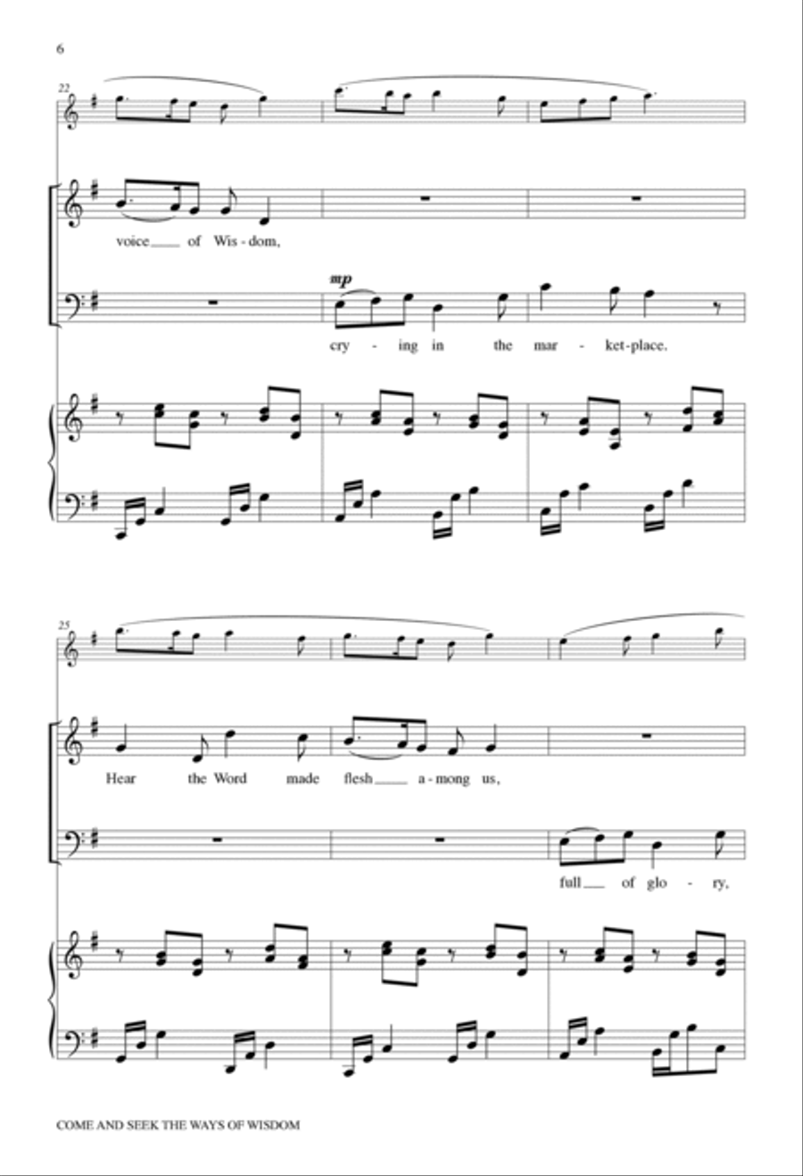 Come and Seek the Ways of Wisdom 2-Part scores gallery preview page 6