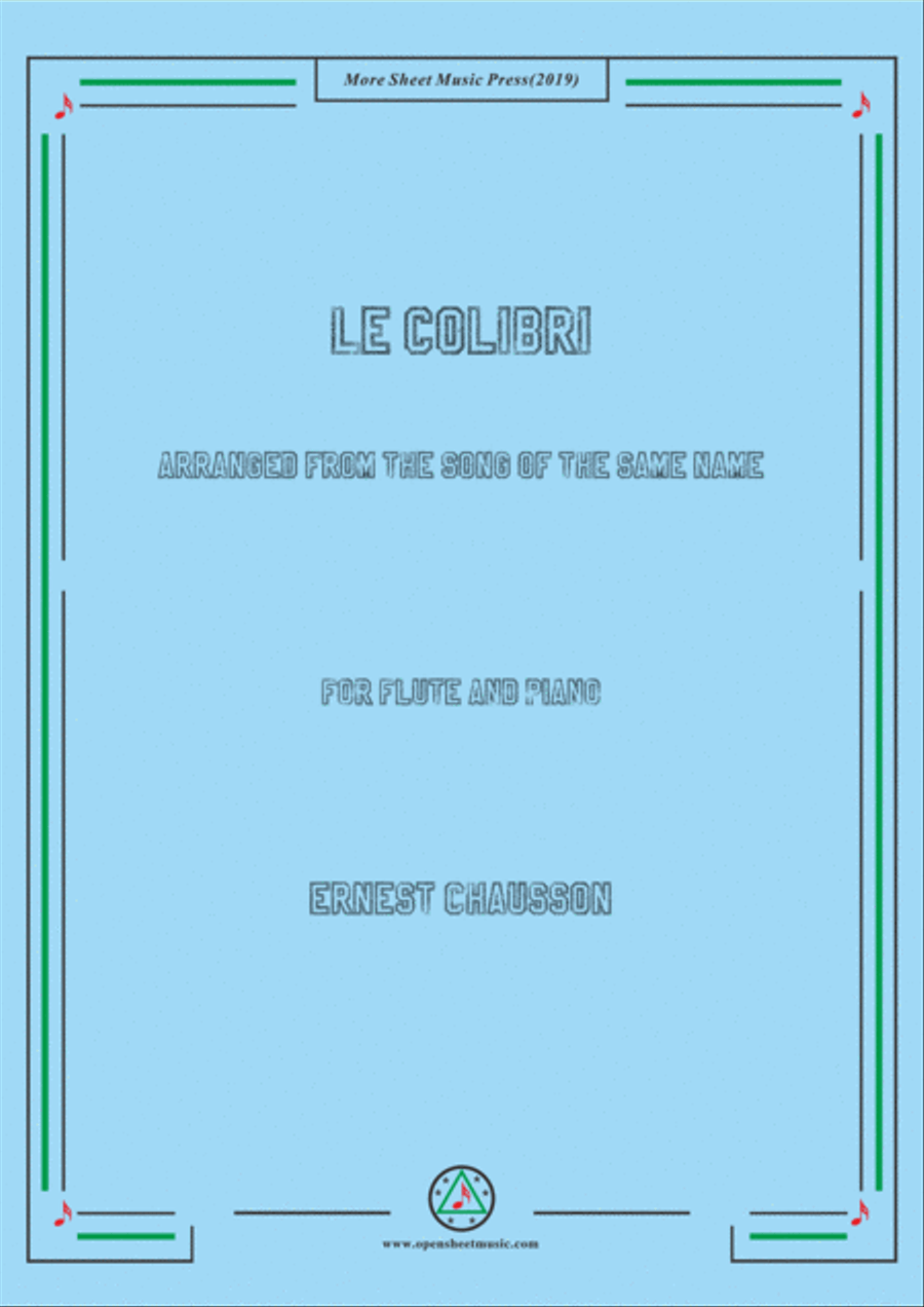 Chausson-Le colibri, for Flute and Piano Flute Solo scores gallery preview page 1