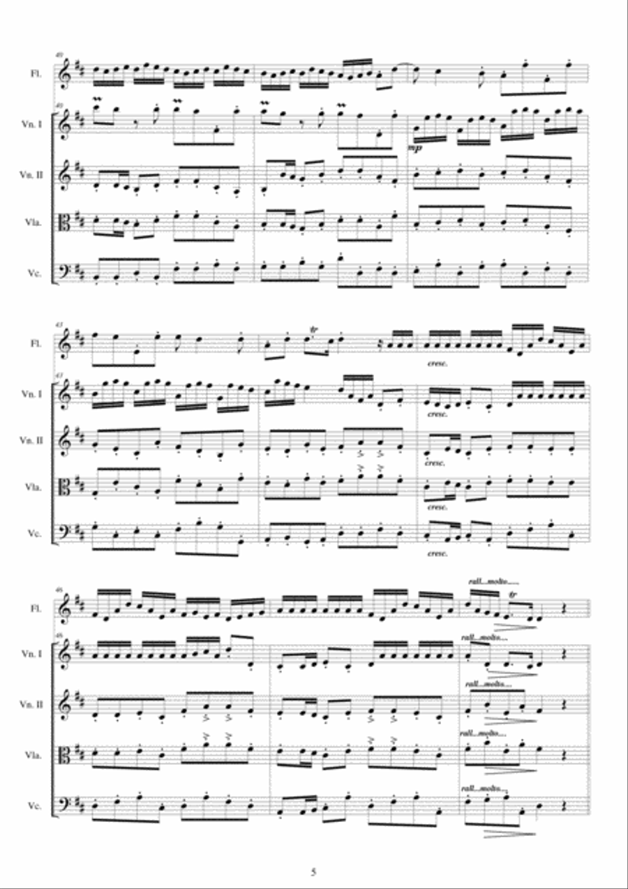 Albinoni - Concerto No.3 to 5 in D major Op.5 for Flute and String Quartet Chamber Orchestra scores gallery preview page 5