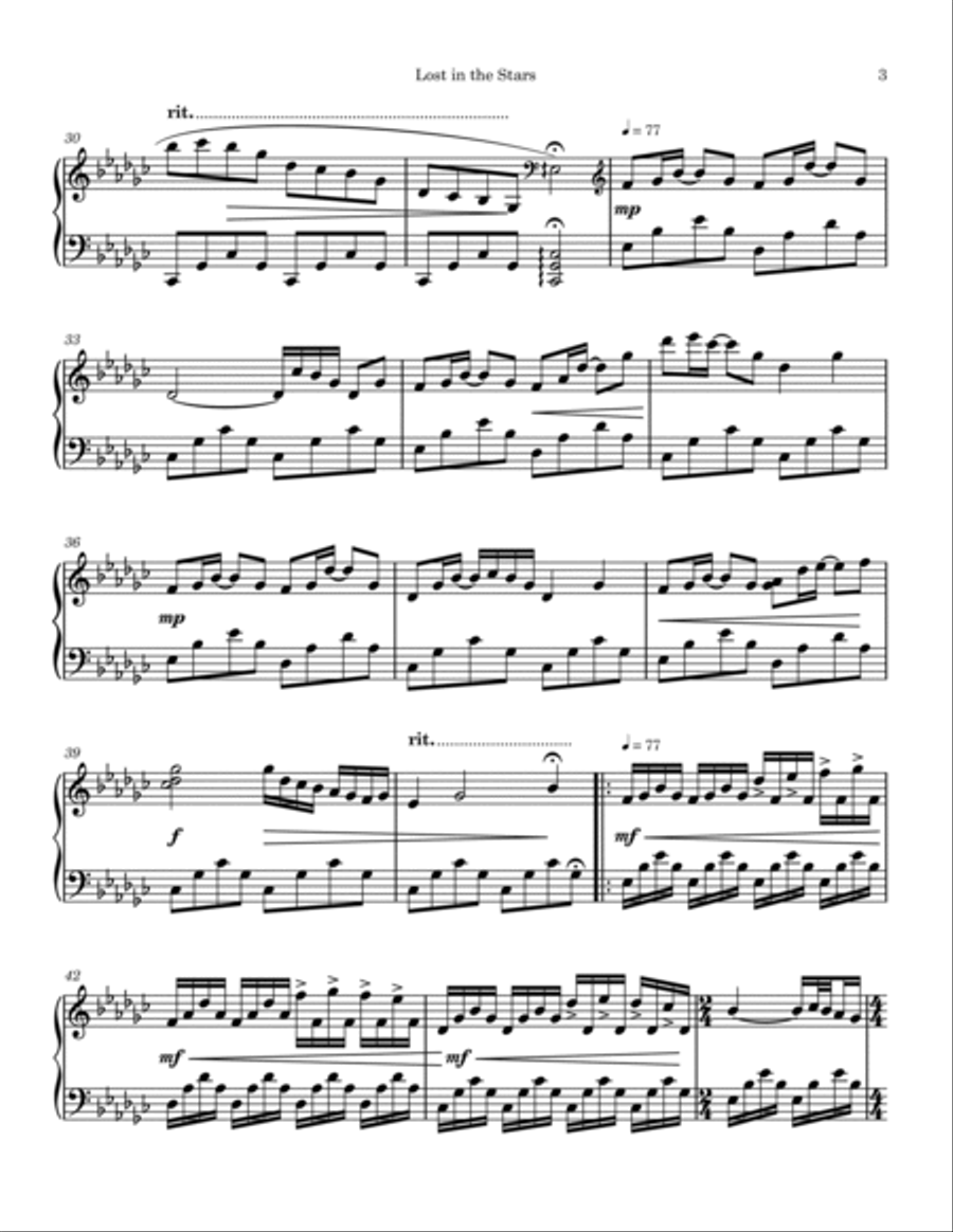 Lost in the Stars Lost in the Stars Piano Solo scores gallery preview page 3