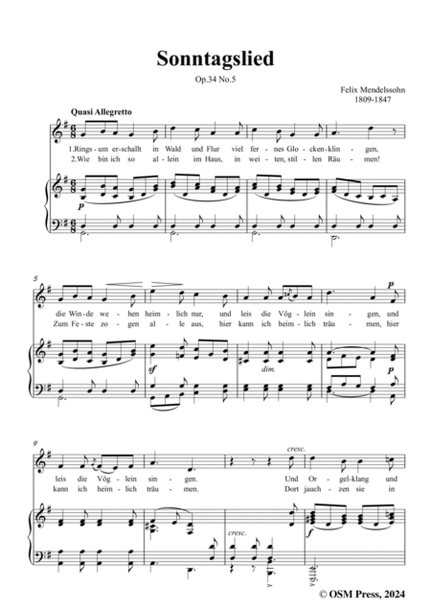 F. Mendelssohn-Sonntagslied,Op.34 No.5,in G Major