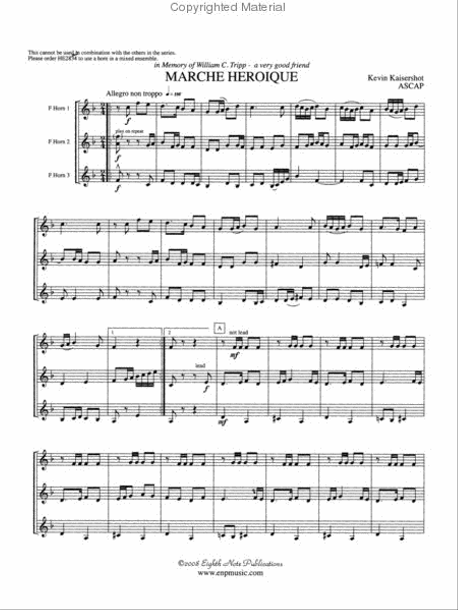 Marche Heroique (stand alone version) Brass Trio scores gallery preview page 2