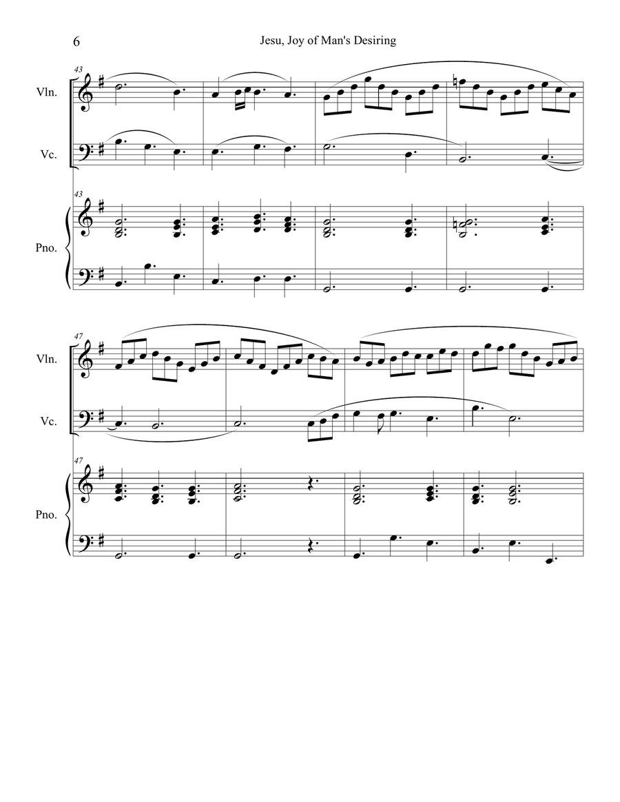 Jesu, Joy of Man's Desiring (Violin and Cello Duet) with optional piano accompaniment Jesu, Joy of Man's Desiring (Violin and Cello Duet) with optional piano accompaniment Piano Trio scores gallery preview page 6