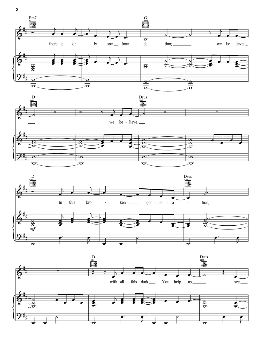 We Believe We Believe Piano, Vocal, Guitar scores gallery preview page 2