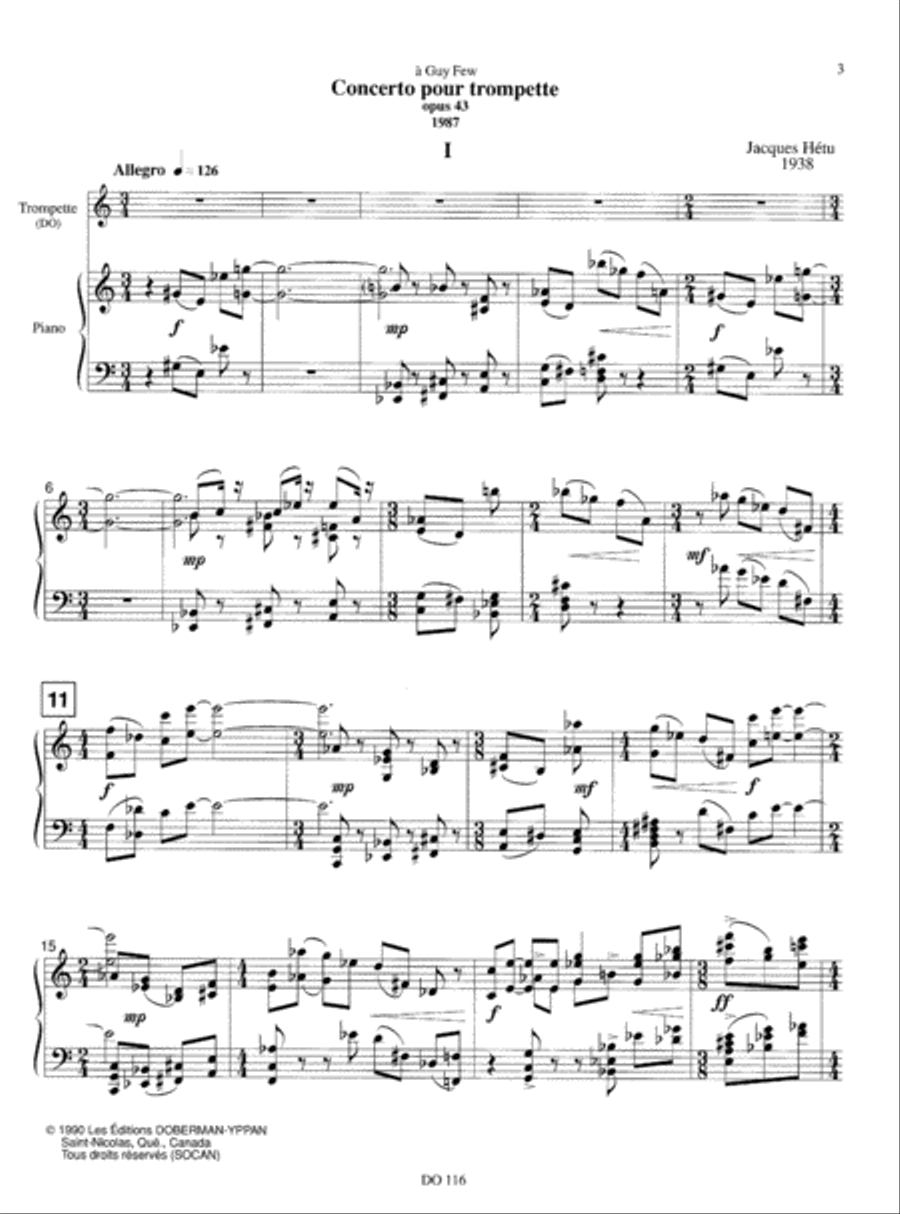 Concerto pour trompette, opus 43 (réduction de piano) Piano Solo scores gallery preview page 3