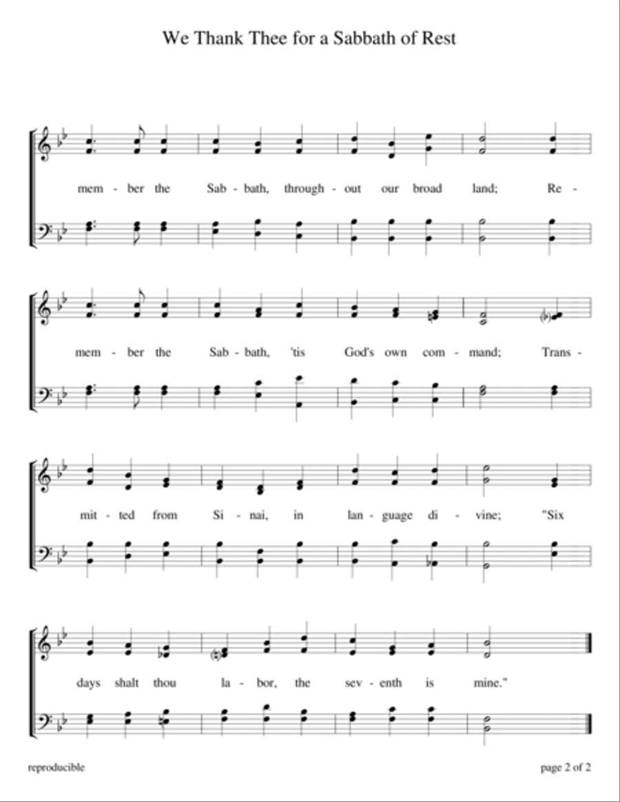 We Thank Thee for a Sabbath of Rest (Sabbath Celebration) High Voice scores gallery preview page 2