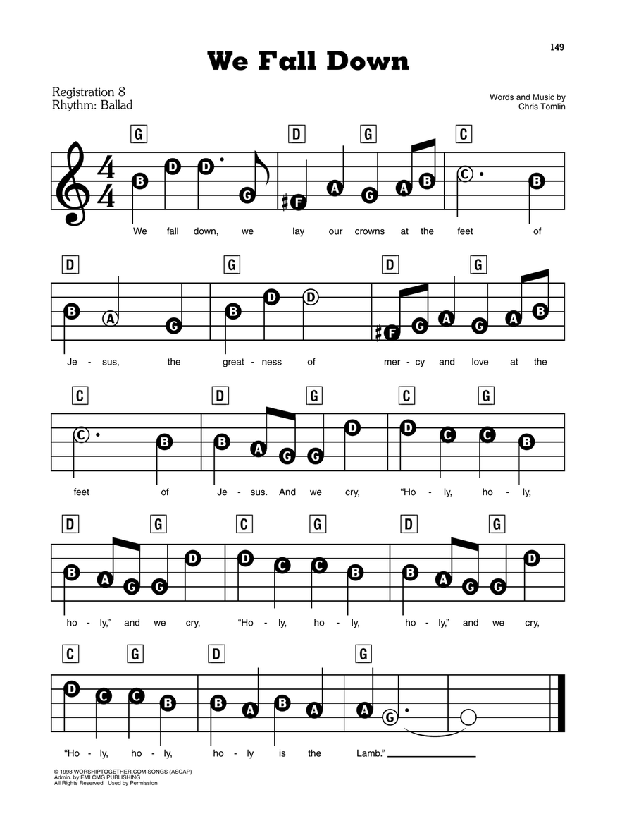 We Fall Down Electronic Keyboard scores gallery preview page 1