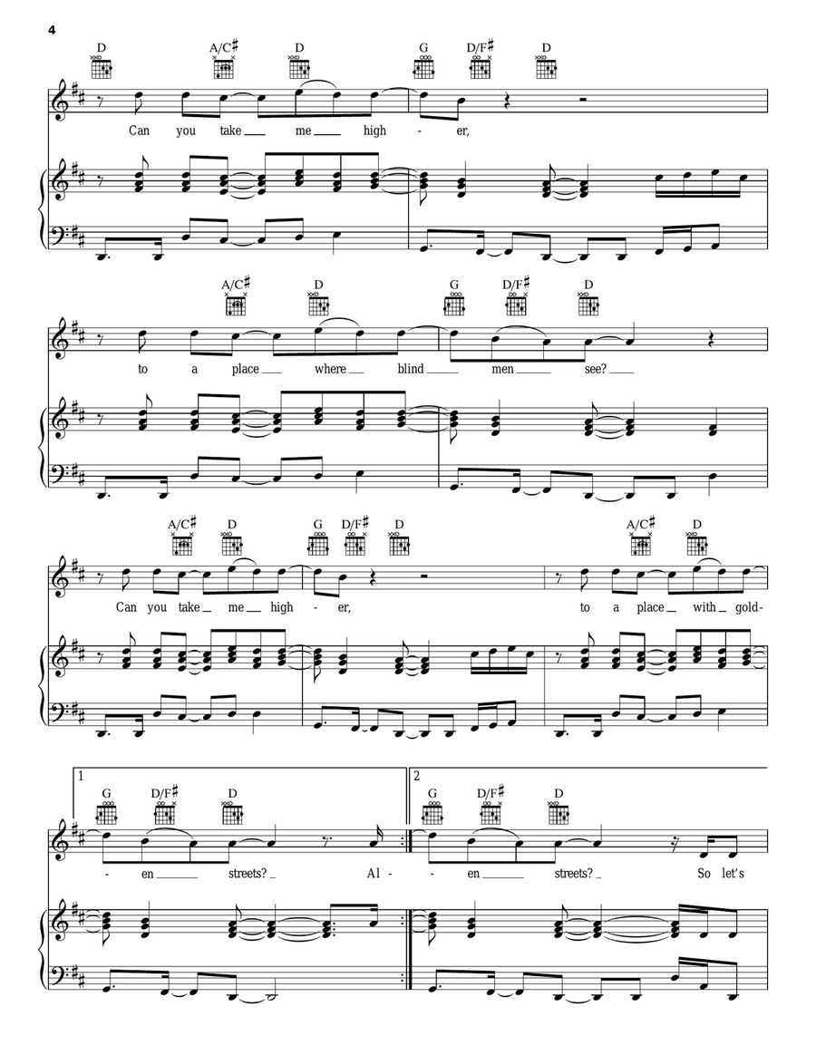 Higher Piano, Vocal, Guitar scores gallery preview page 4