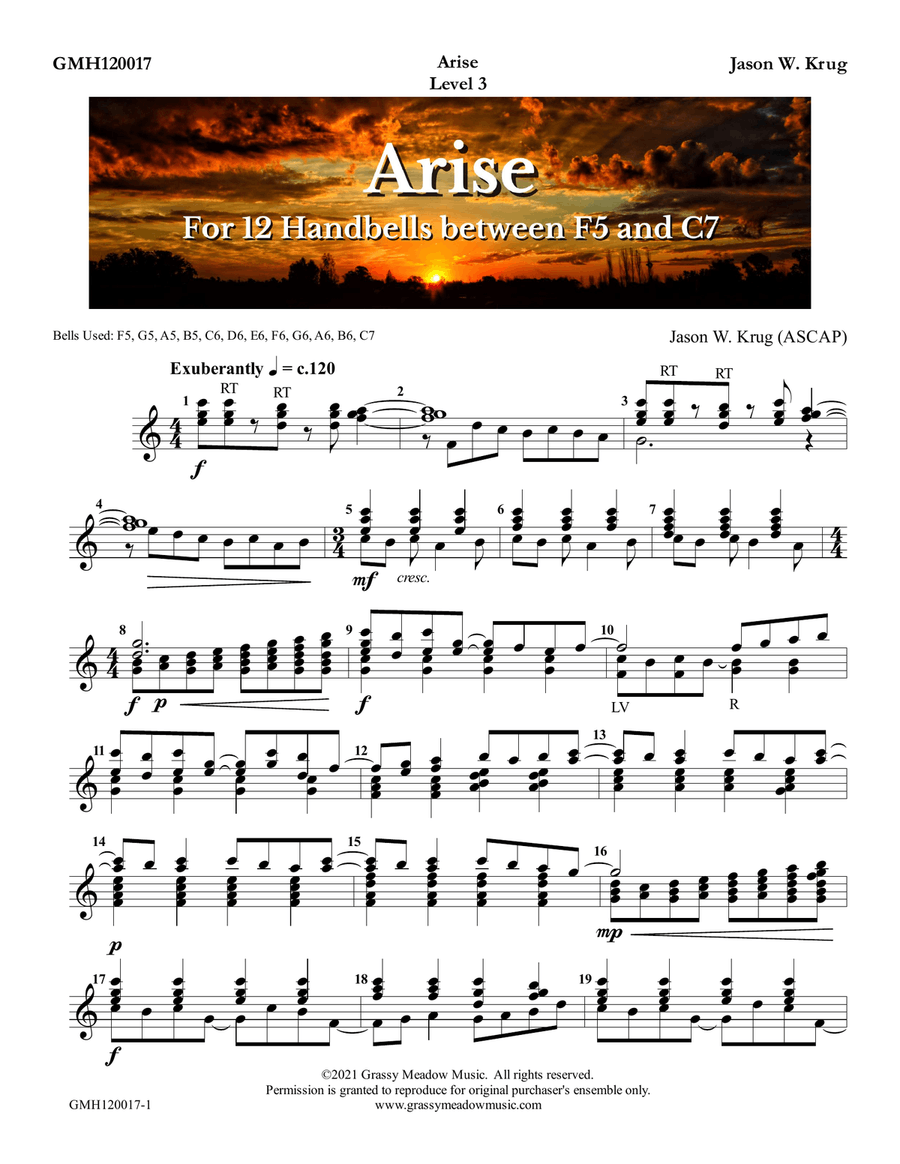 Arise (for 12 handbells) Handbell Choir scores gallery preview page 1